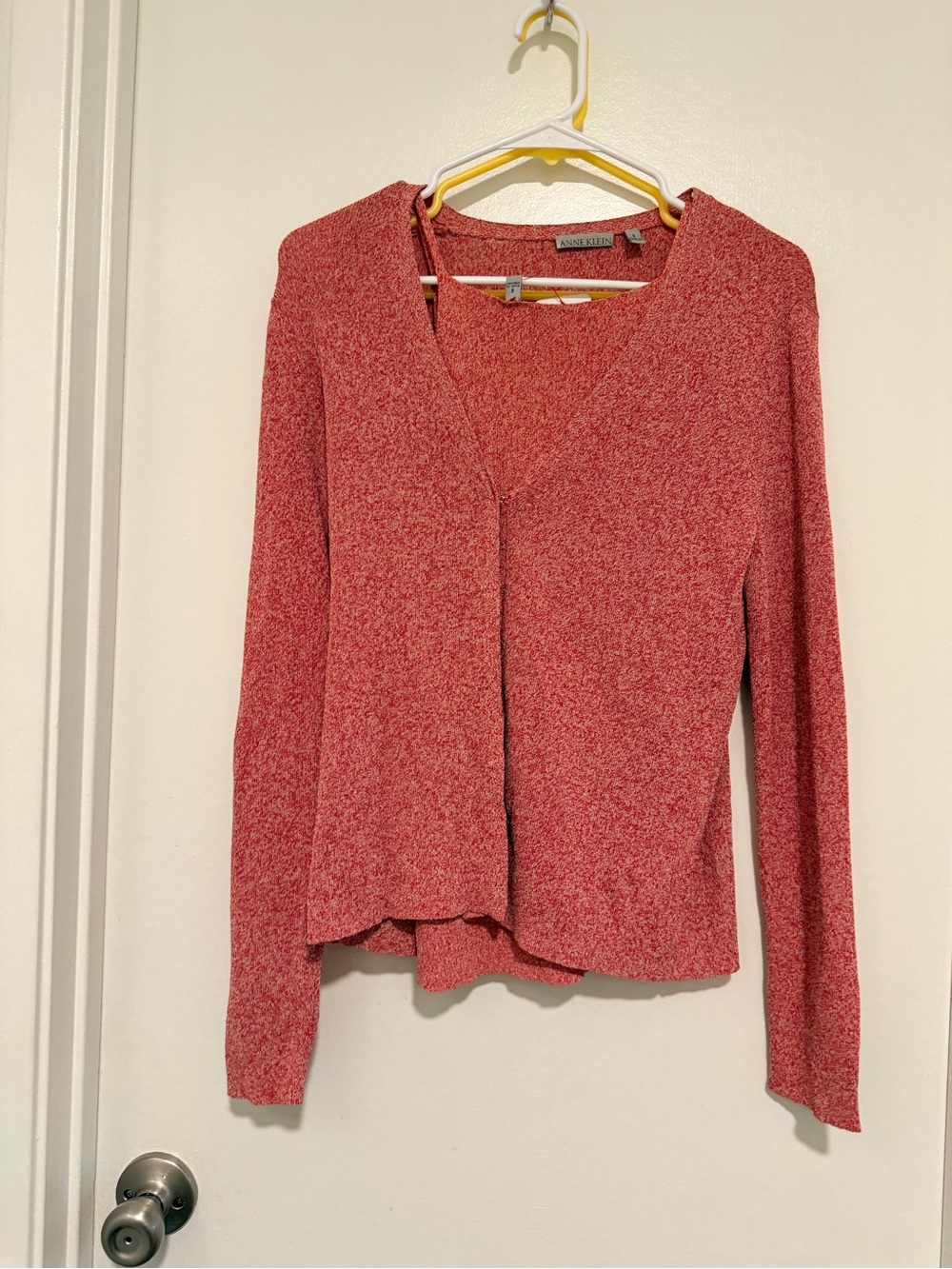 Anne Klein Rose-Red V-Neck Open Cardigan